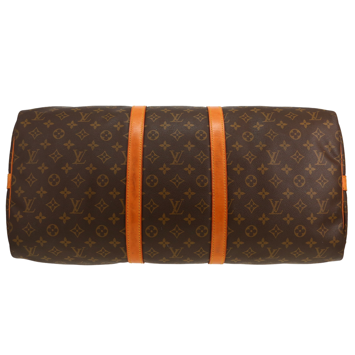 Sac de voyage Louis Vuitton  Keepall 55 en toile monogram et cuir naturel - Detail D1