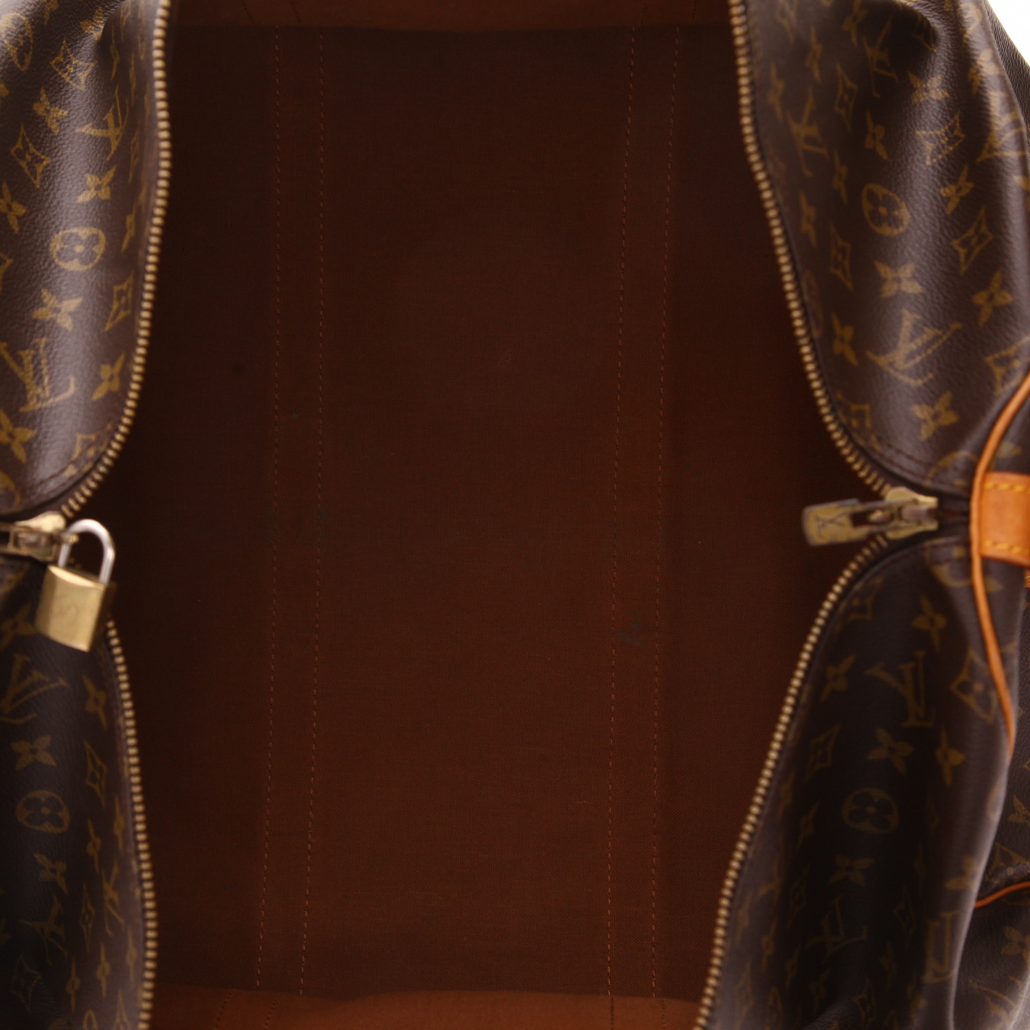 Louis Vuitton  Keepall 55 travel bag  monogram canvas  and natural leather - Detail D3