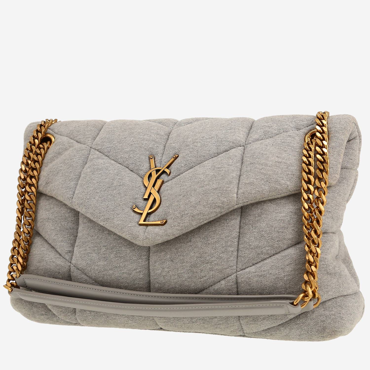 Bolso bandolera Saint Laurent  Puffer modelo grande  en lona espigas gris