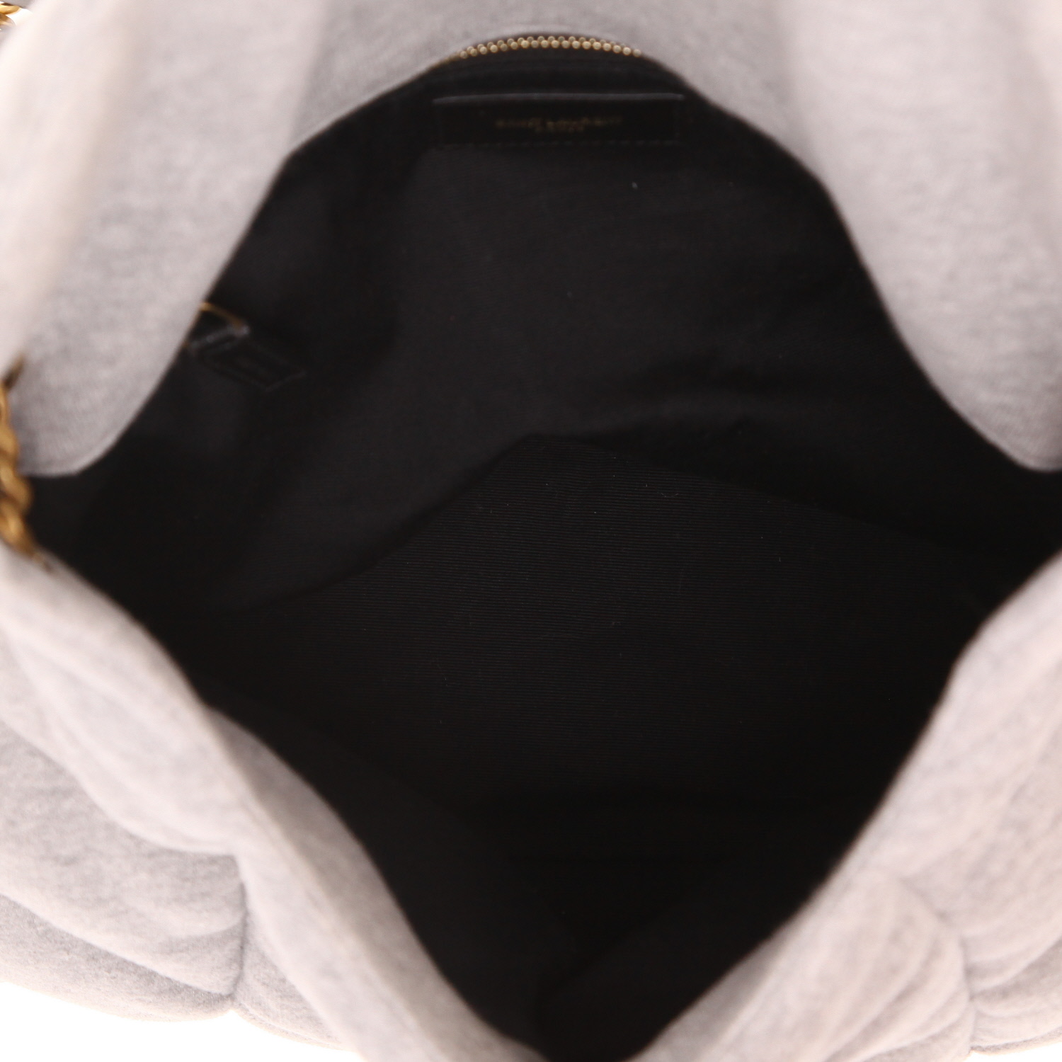 Sac bandoulière Saint Laurent  Puffer grand modèle  en toile chevrons grise - Detail D3