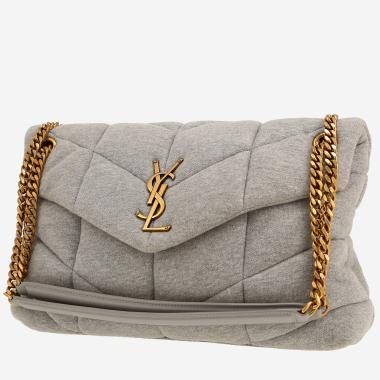 Sac bandoulière Saint Laurent  Puffer grand modèle  en toile chevrons grise