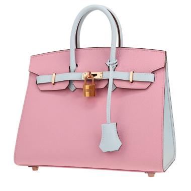 Bolso de mano Hermès  Birkin 25 cm en cuero epsom Mauve Sylvestre y Bleu Brume