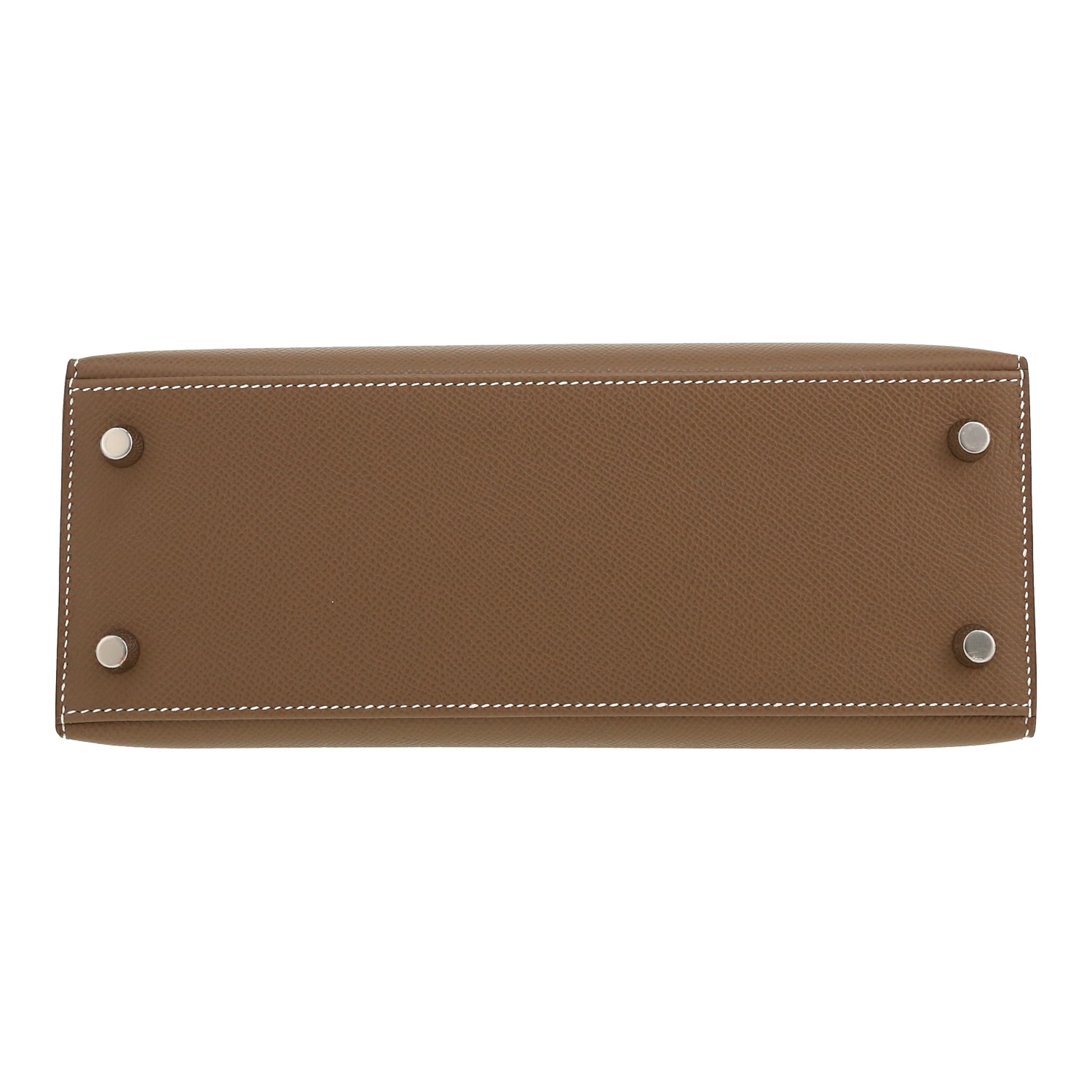 Bolso de mano Hermès  Kelly 25 cm en cuero epsom marrón etoupe - Detail D1