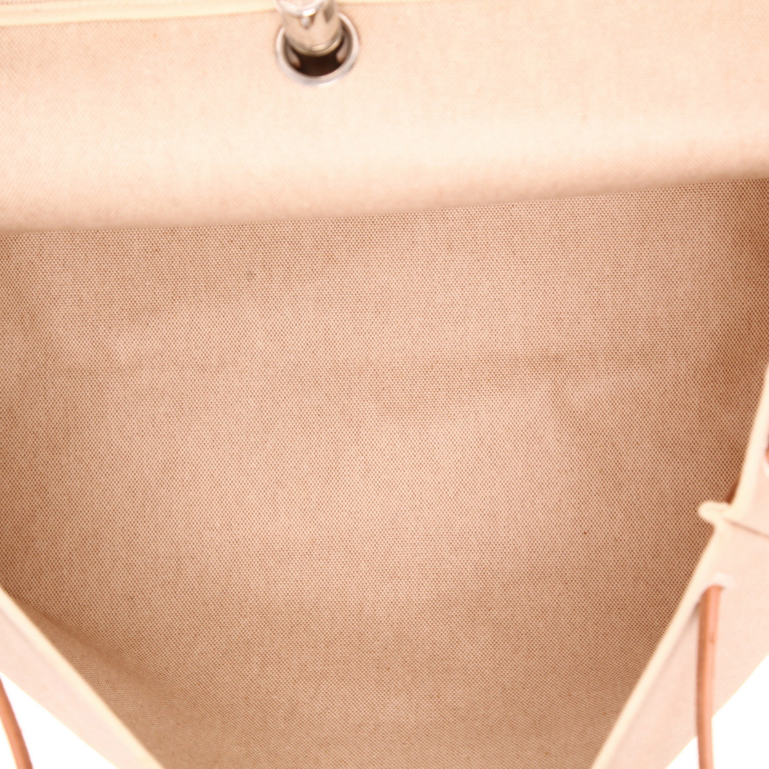 Sac de voyage Hermès  Herbag grand modèle  en toile beige et cuir naturel - Detail D3