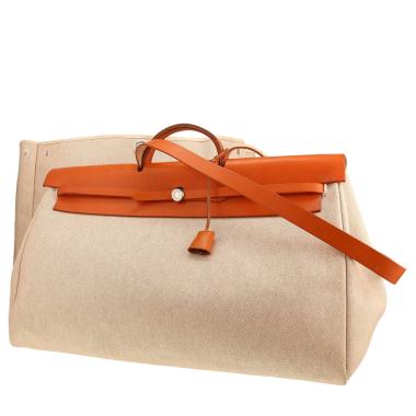 Hermès  Herbag large model  travel bag  in beige canvas  and natural leather