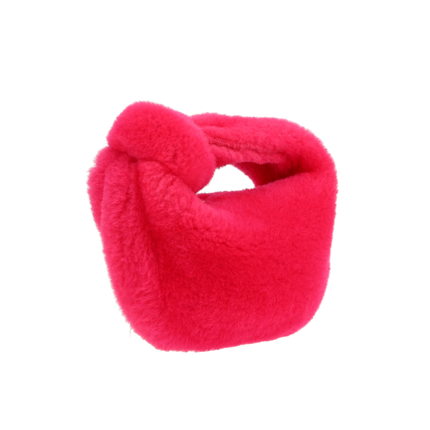 Bottega Veneta Mini Jodie handbag in pink faux fur - Detail D5