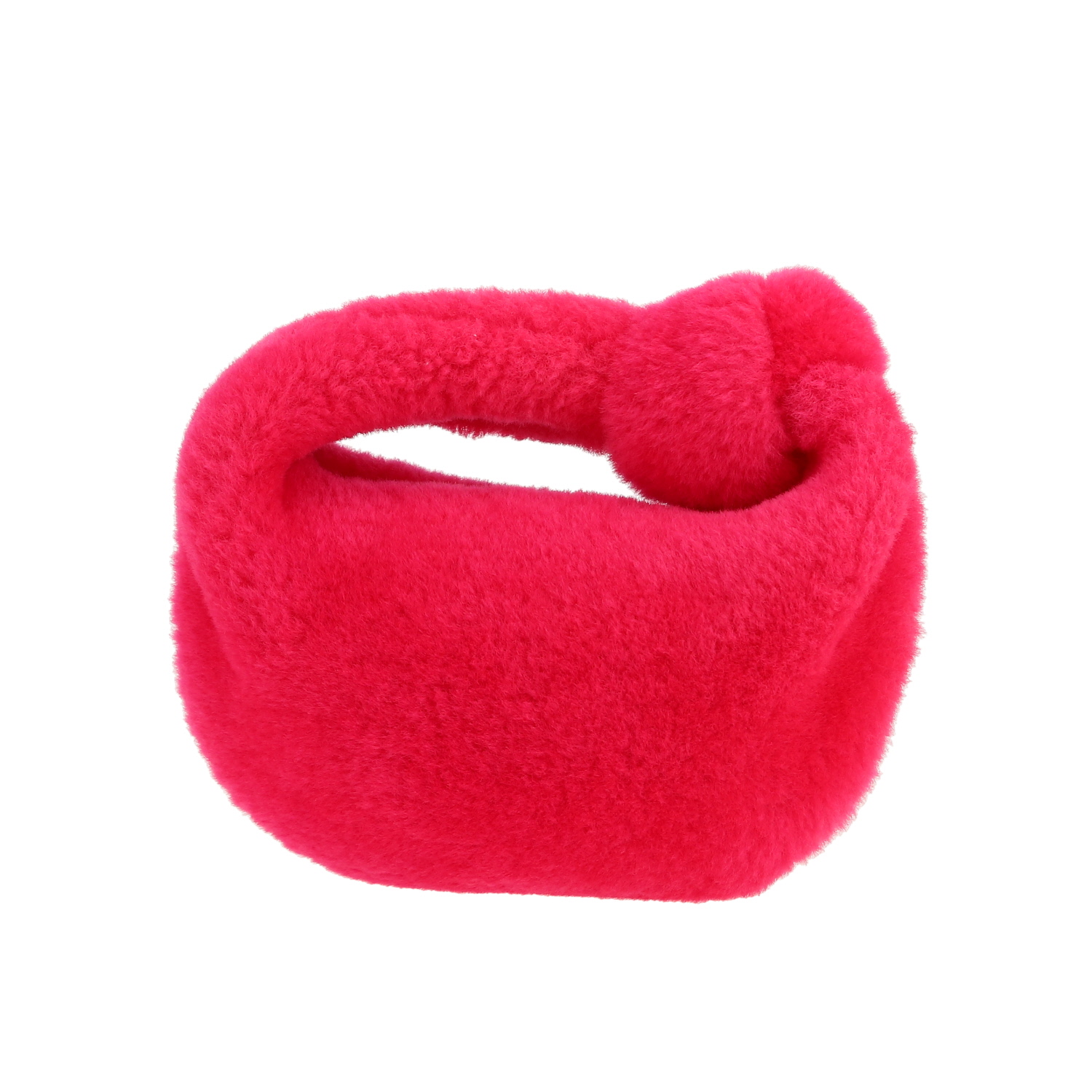 Bottega Veneta Mini Jodie handbag in pink faux fur - Detail D7