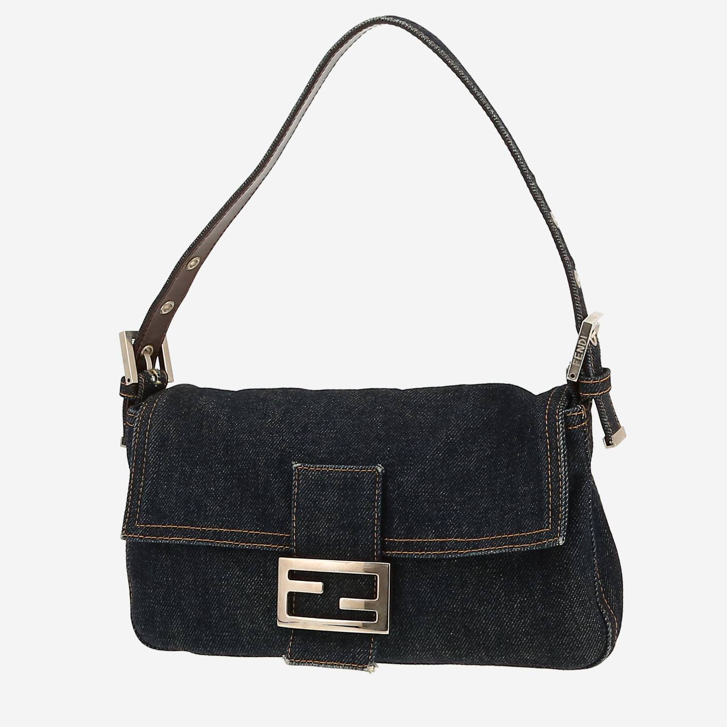 Sac à main Fendi  Baguette en toile denim bleue