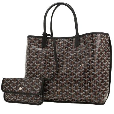 Sac à main Goyard  Anjou en toile Goyardine et cuir noir