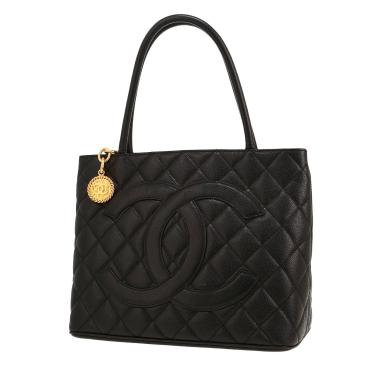 Borsa Chanel  Medaillon in pelle martellata e trapuntata nera