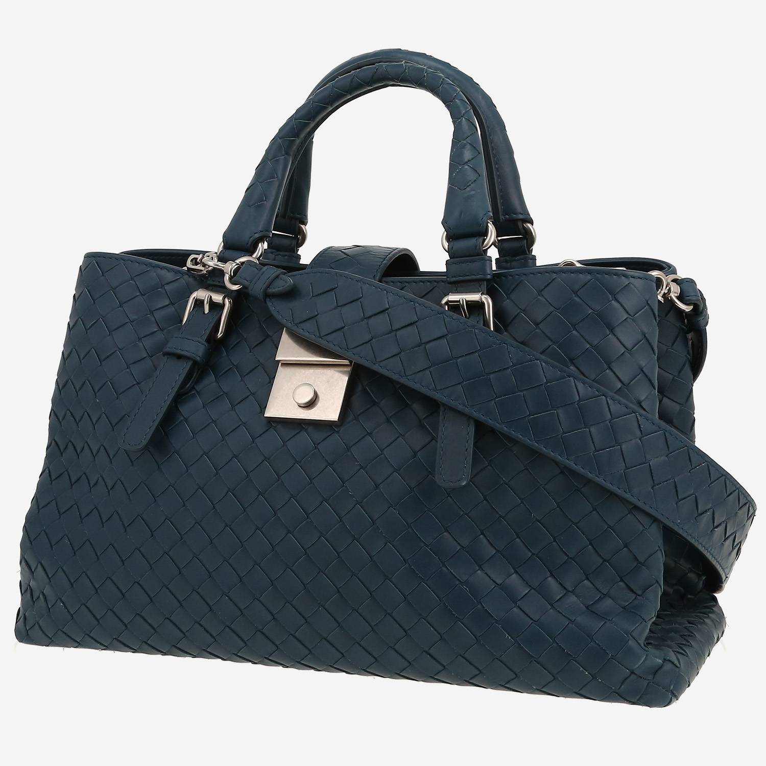 Borsa Bottega Veneta  Roma in pelle intrecciata blu