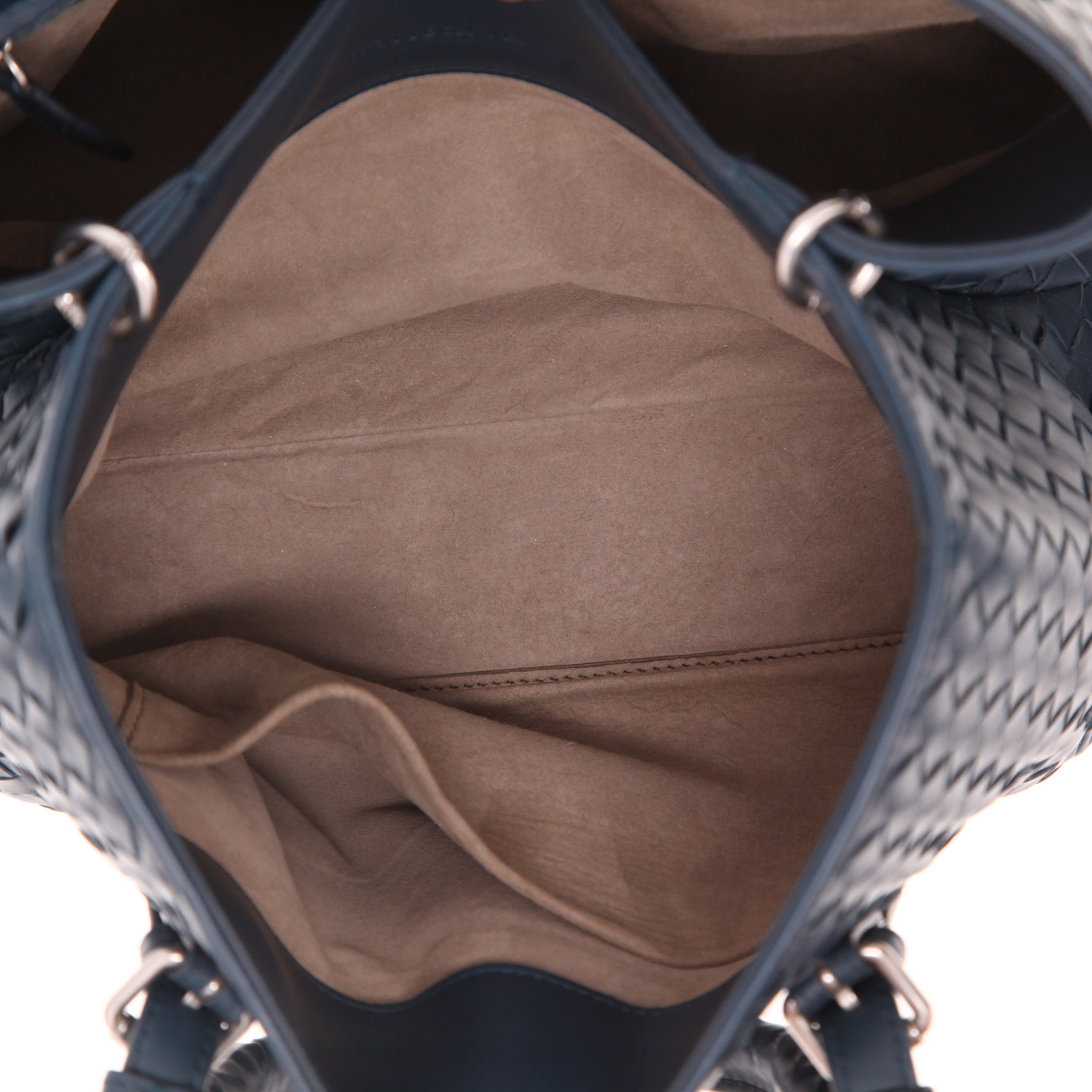 Bolso de mano Bottega Veneta  Roma en cuero intrecciato azul - Detail D4