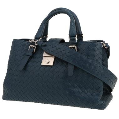 Bolso de mano Bottega Veneta  Roma en cuero intrecciato azul