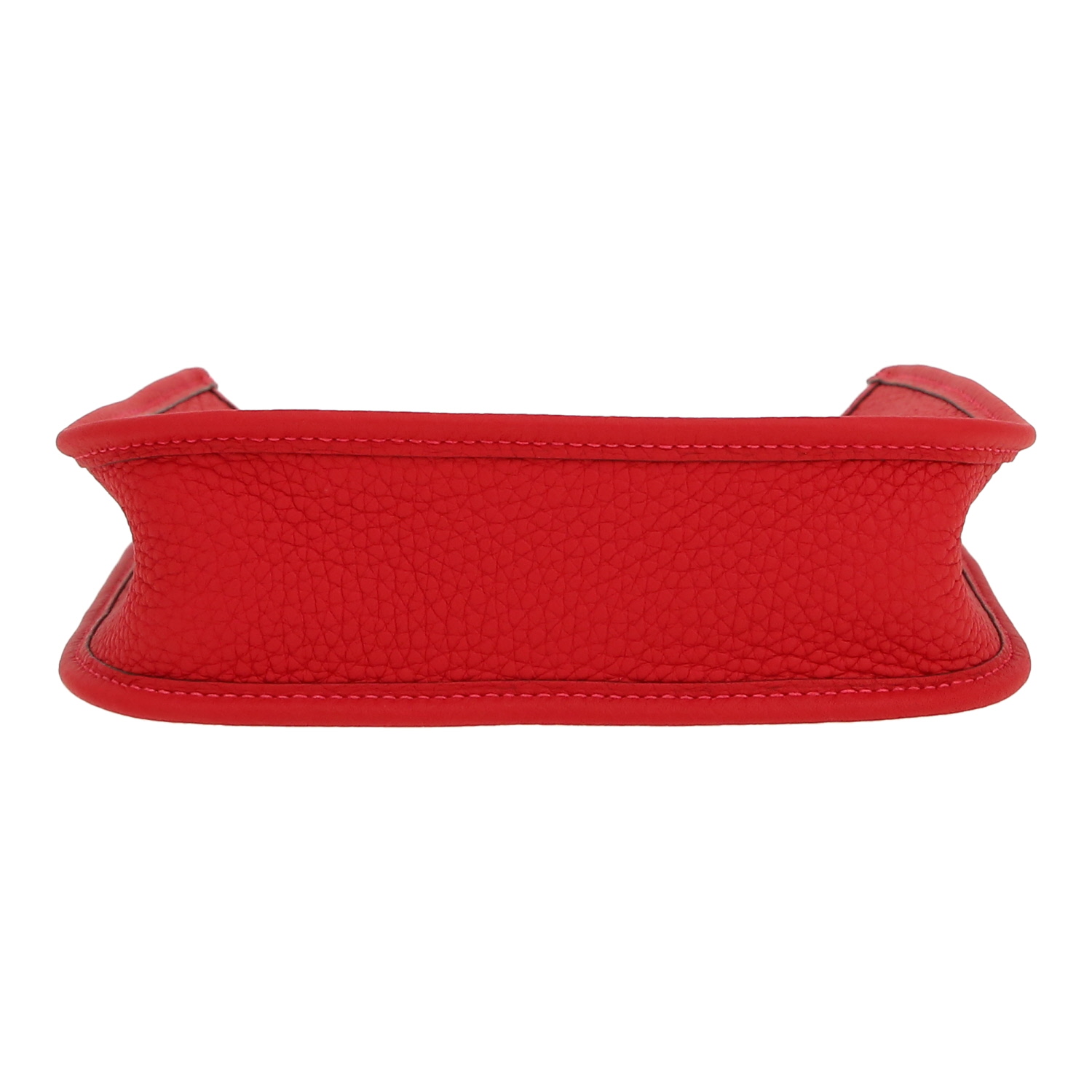 Borsa a tracolla Hermès  Mini Evelyne in pelle taurillon clemence rosso Vermillon - Detail D1