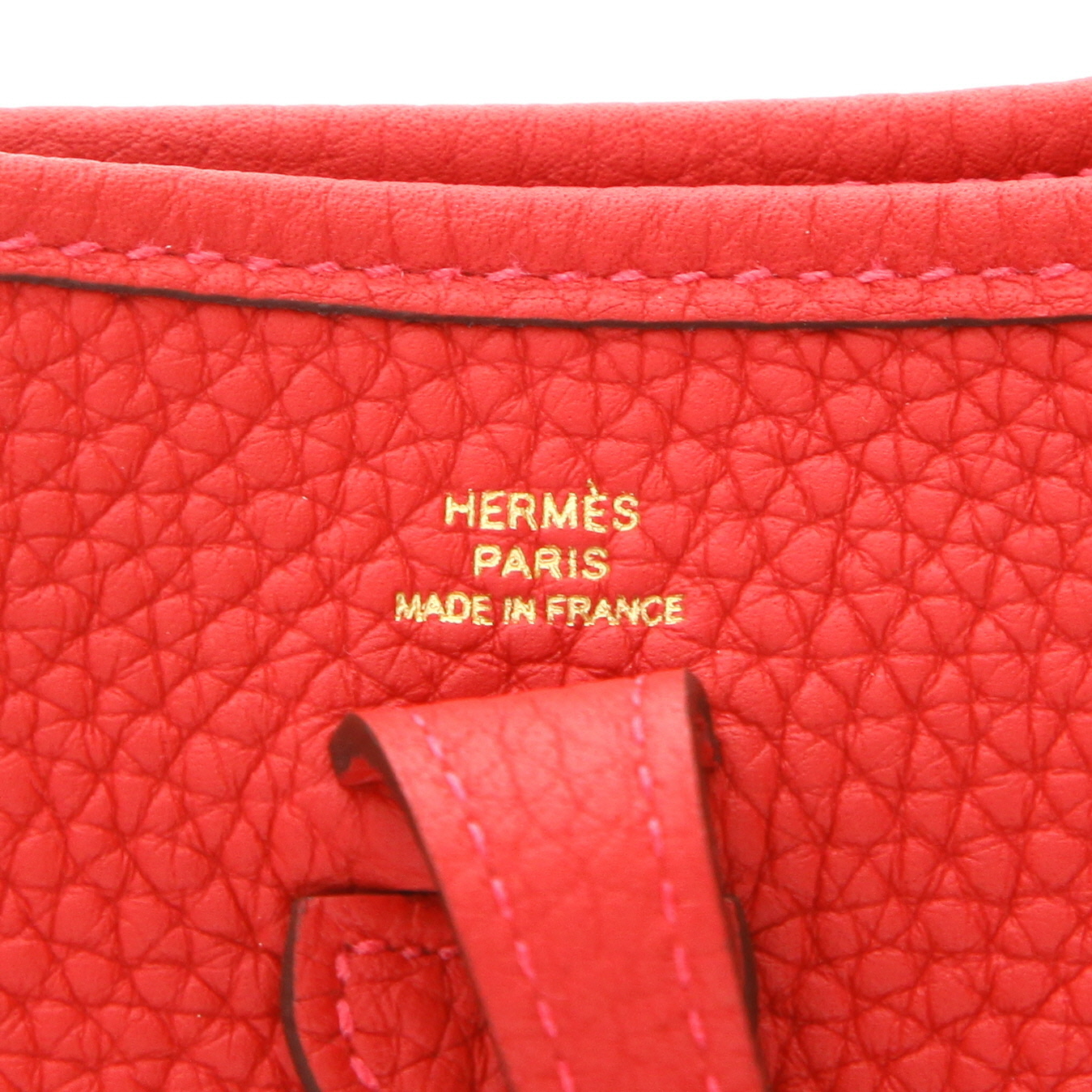 Borsa a tracolla Hermès  Mini Evelyne in pelle taurillon clemence rosso Vermillon - Detail D2