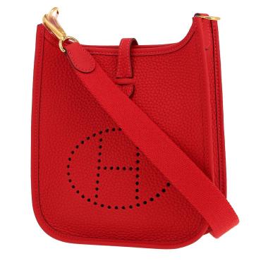 Bolso bandolera Hermès  Mini Evelyne en cuero taurillon clémence rojo Vermillon