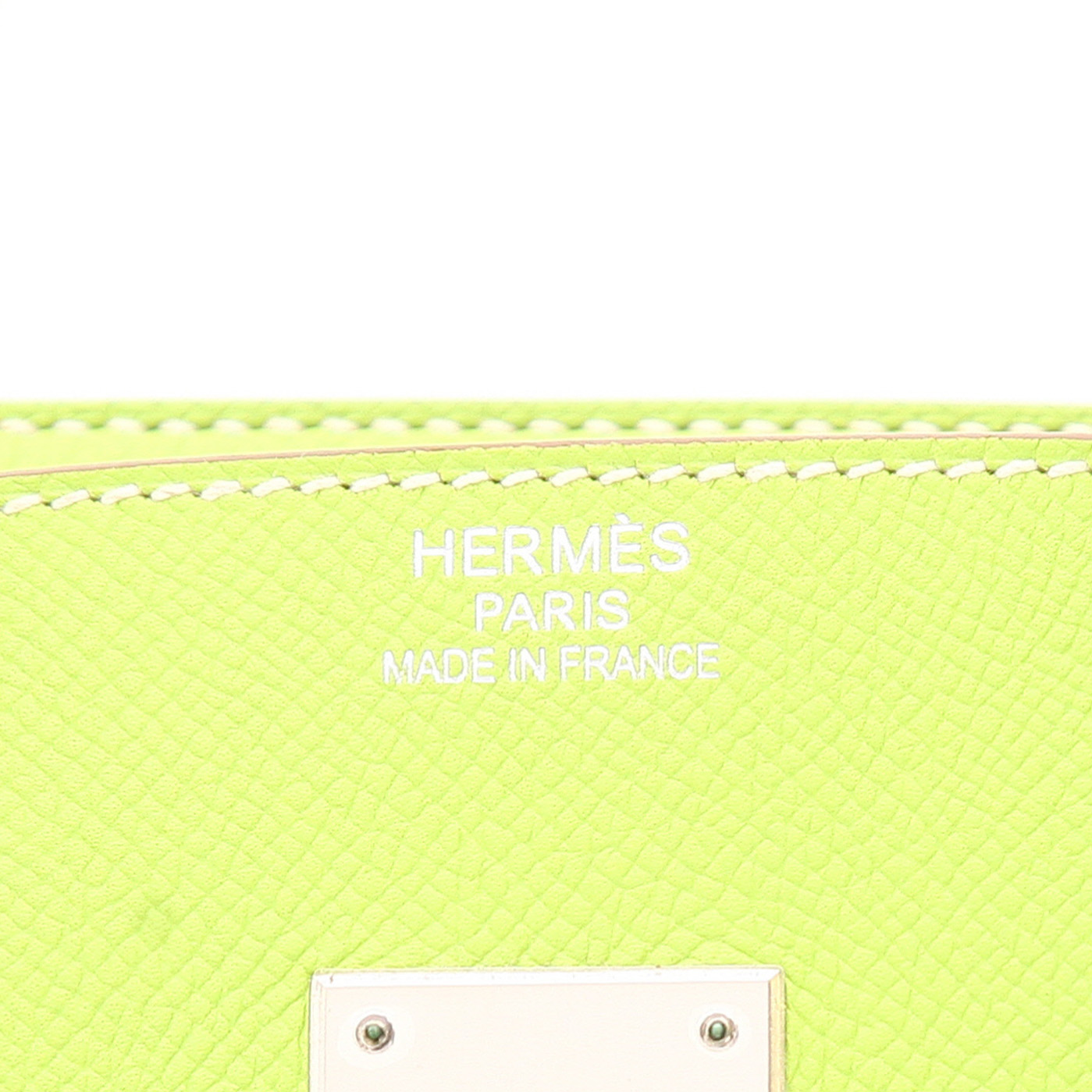 Bolso de mano Hermès  Birkin 35 cm en cuero epsom verde Kiwi - Detail D2
