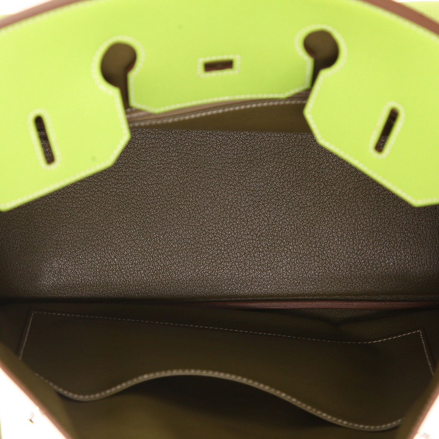 Bolso de mano Hermès  Birkin 35 cm en cuero epsom verde Kiwi - Detail D3