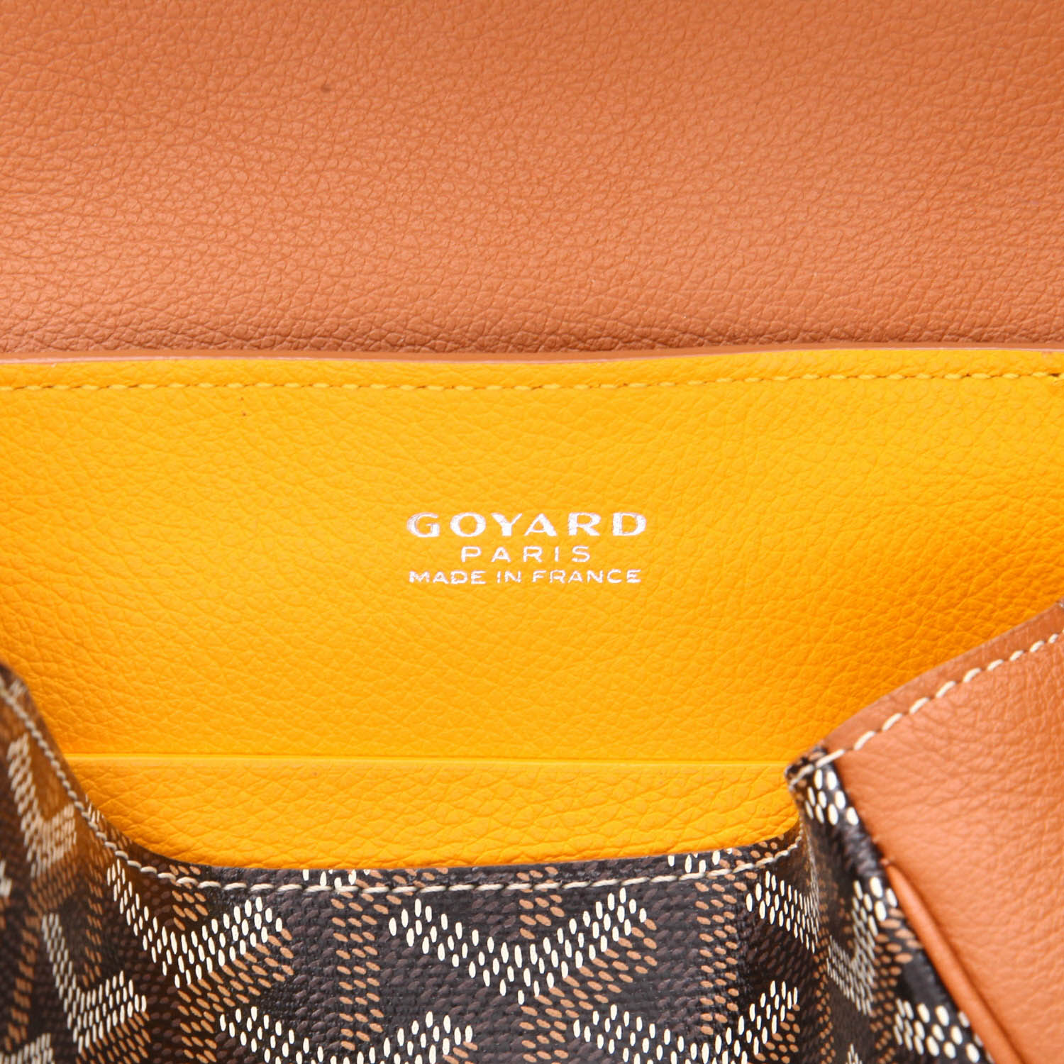 Goyard  Saigon small model  shoulder bag  in black Goyard canvas  and brown grained leather - Detail D2