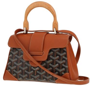 Bolso bandolera Goyard  Saigon modelo pequeño  en tela Goyardine negra y cuero granulado marrón