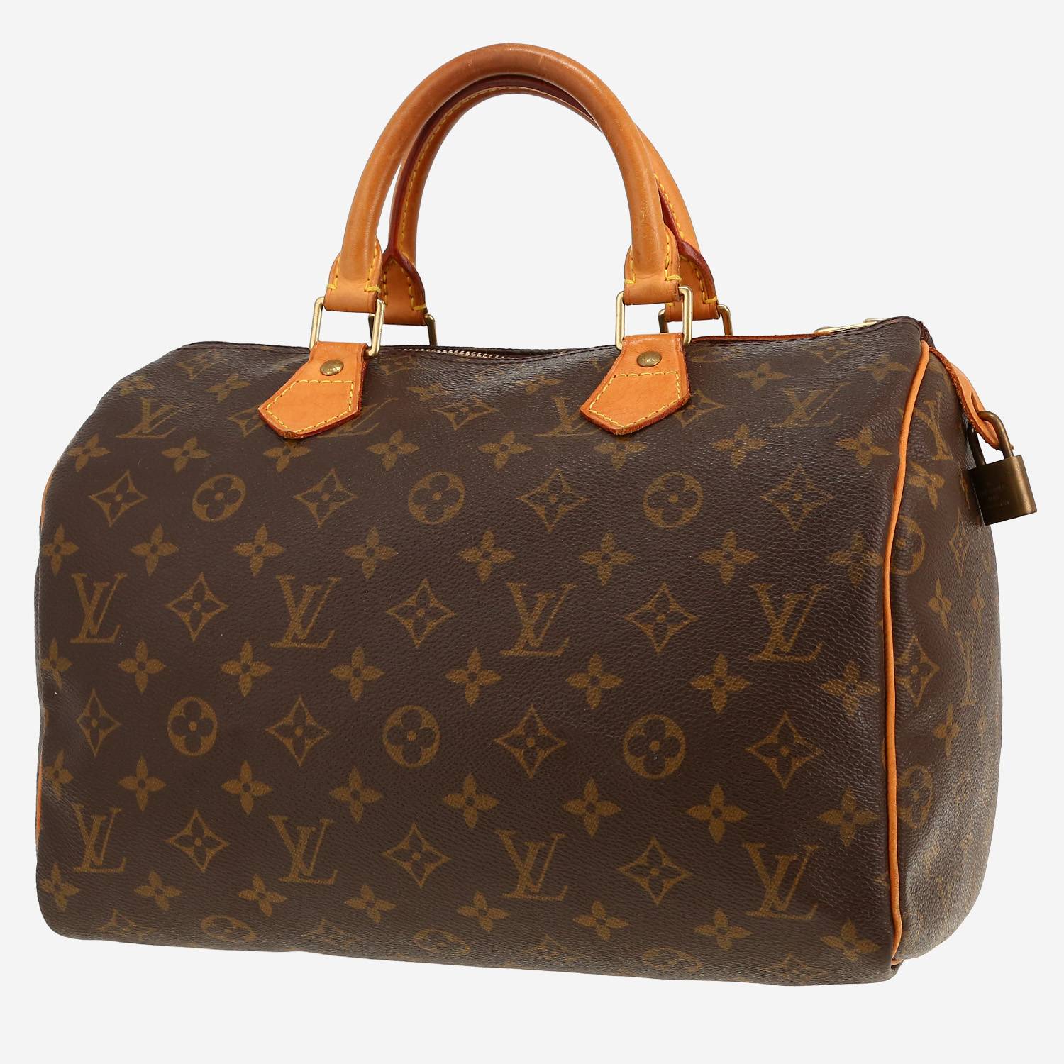 Louis Vuitton  Speedy 30 handbag  in brown monogram canvas  and natural leather