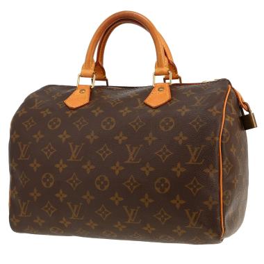 Sac à main Louis Vuitton  Speedy 30 en toile monogram marron et cuir naturel