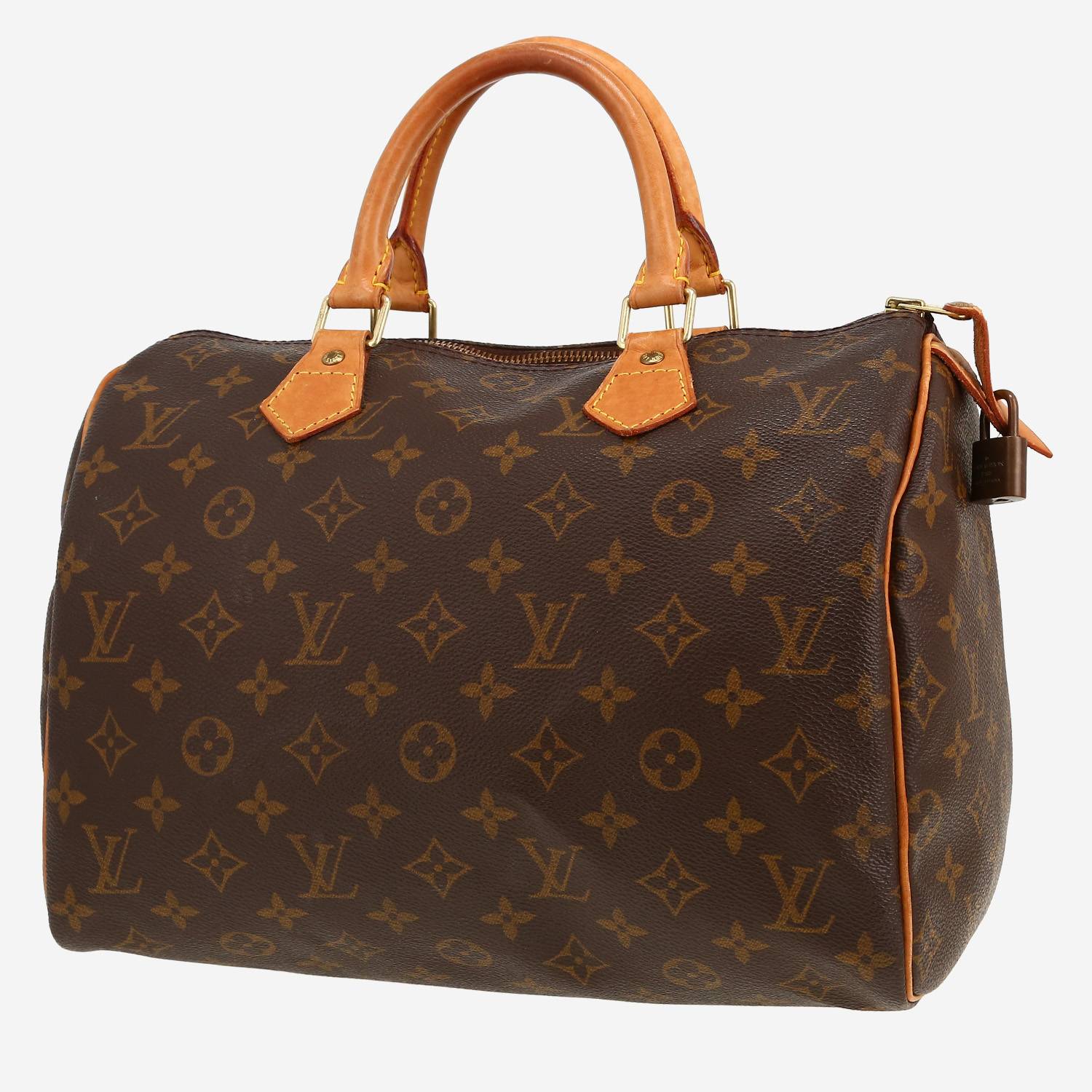 Louis Vuitton  Speedy 30 handbag  in brown monogram canvas  and natural leather