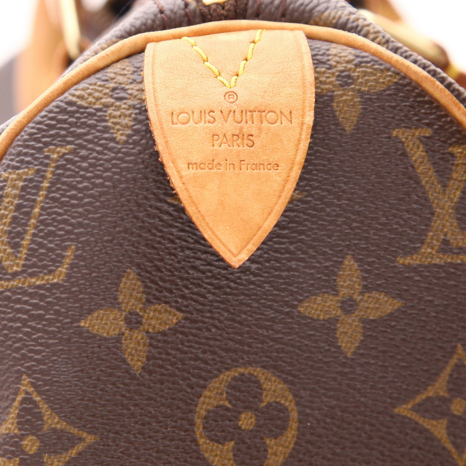 Louis Vuitton  Speedy 30 handbag  in brown monogram canvas  and natural leather - Detail D2