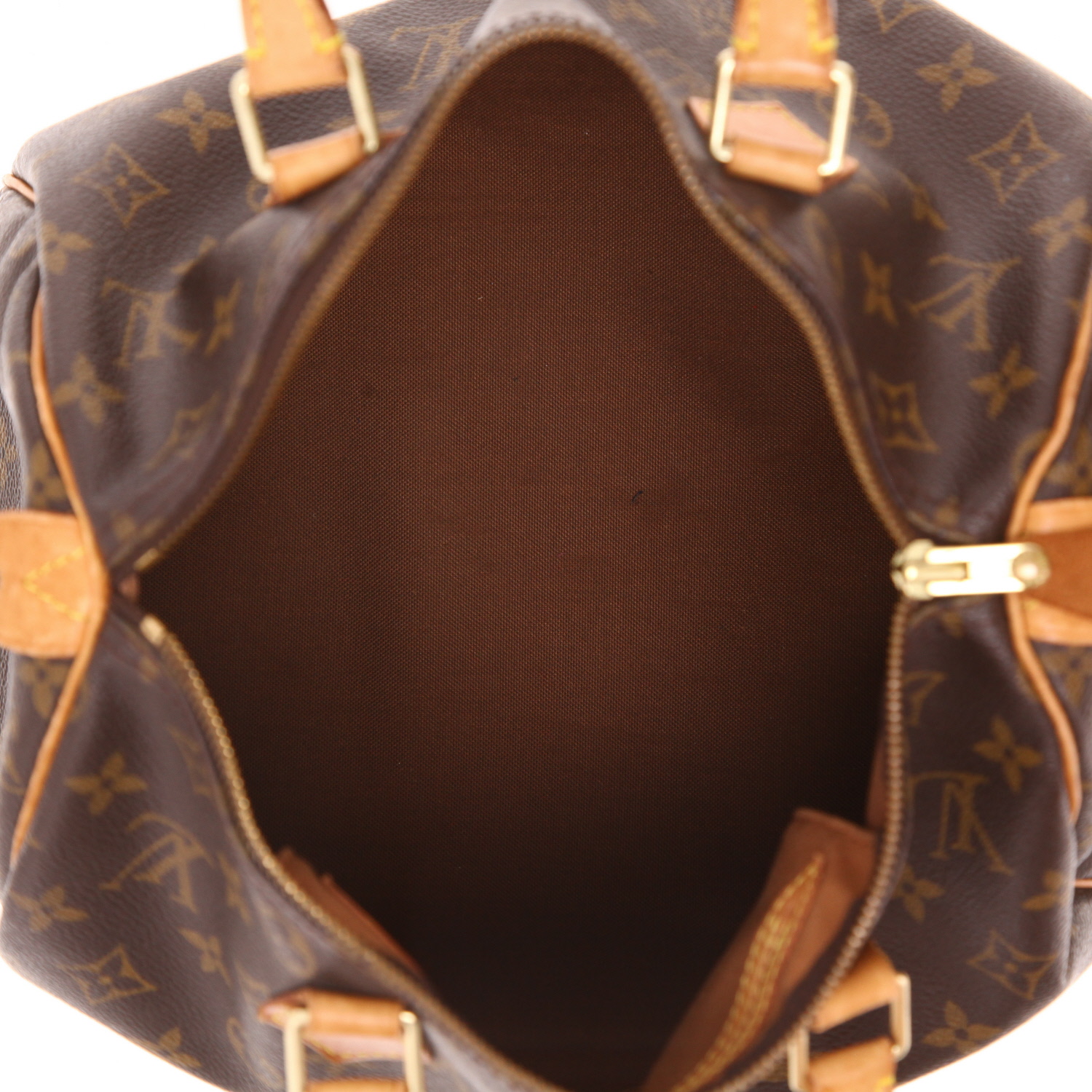 Borsa Louis Vuitton  Speedy 30 in tela monogram marrone e pelle naturale - Detail D3