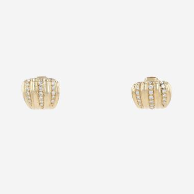Paire de boucles d'oreilles Vintage  en or jaune et diamants