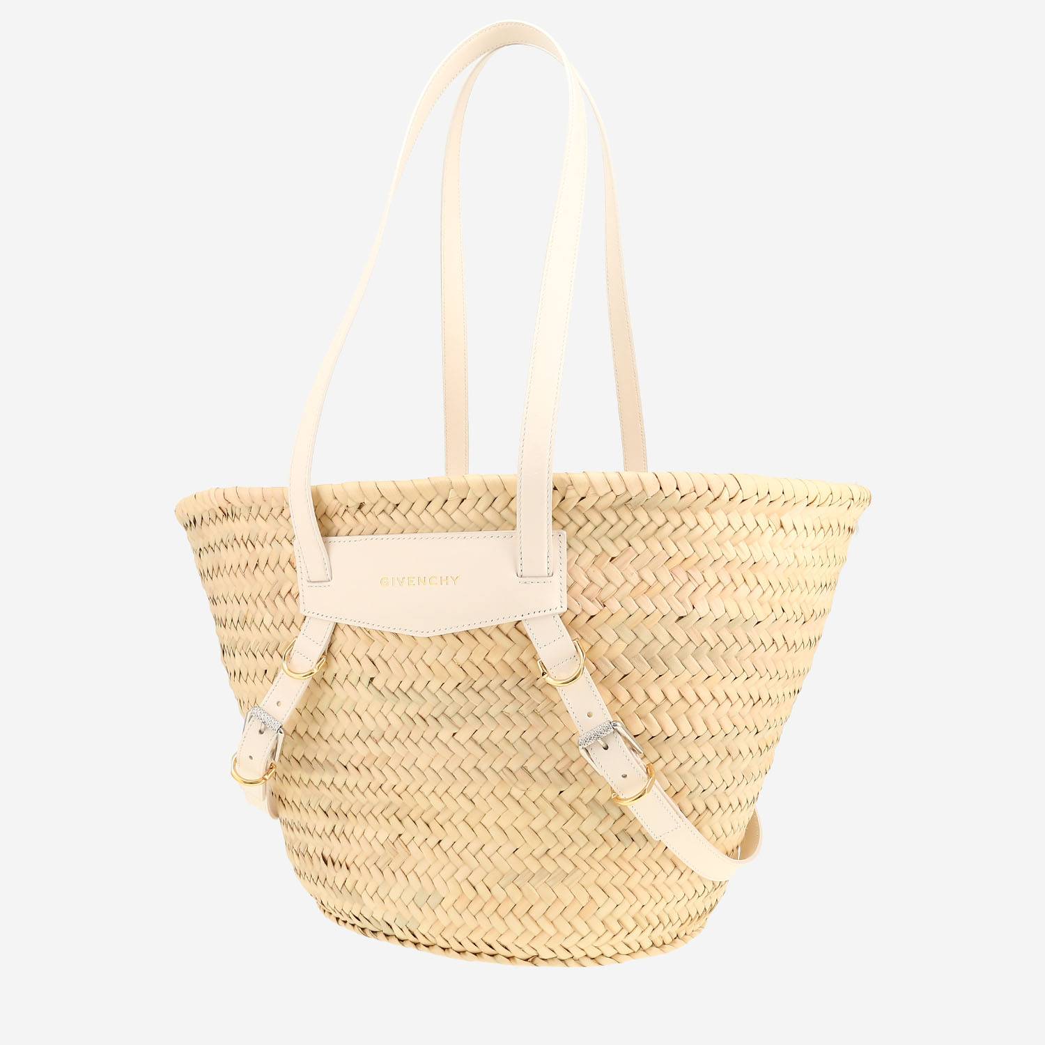 Shopping bag Givenchy  Voyou in vimini beige e pelle bianca
