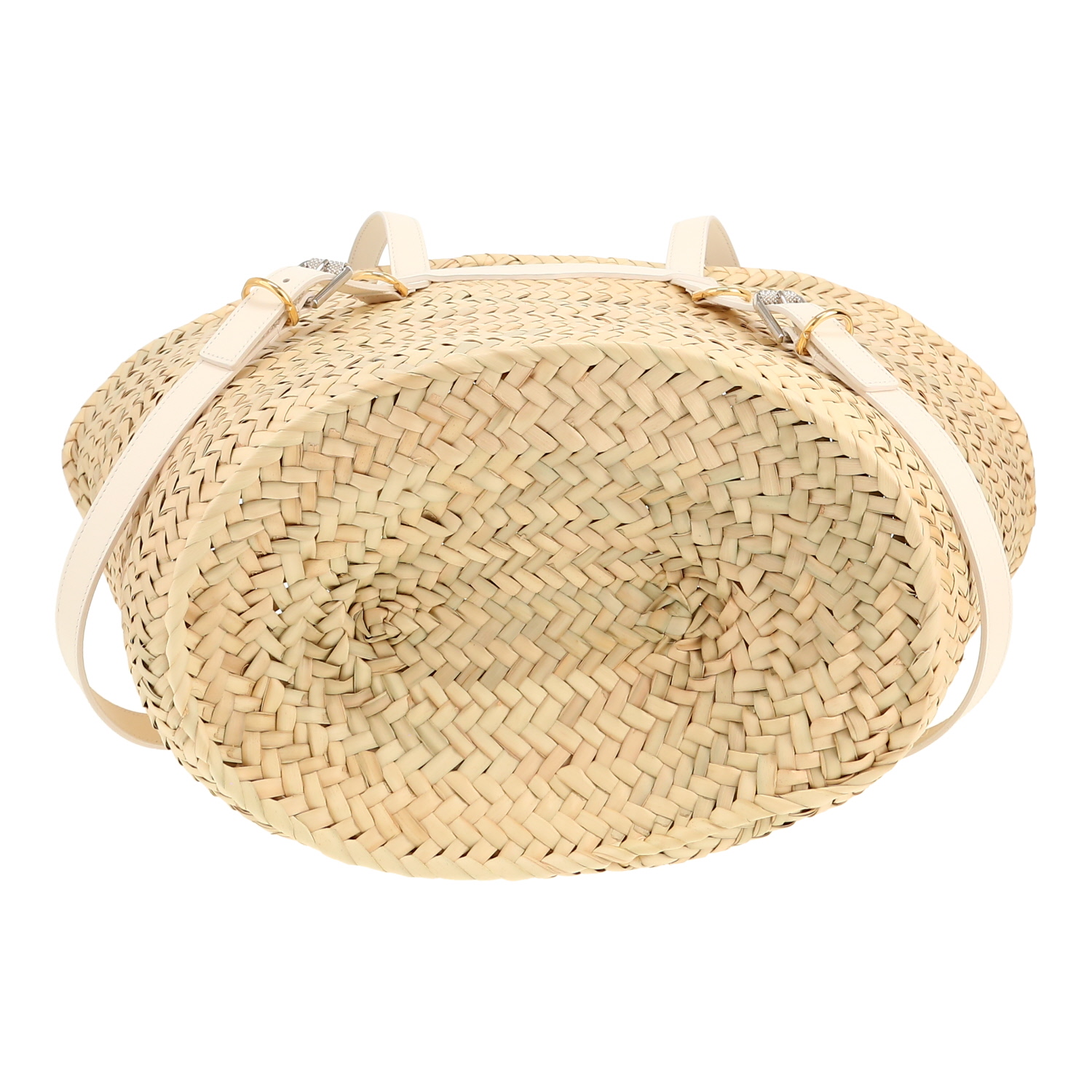 Givenchy  Voyou shopping bag  in beige wicker  and white leather - Detail D1