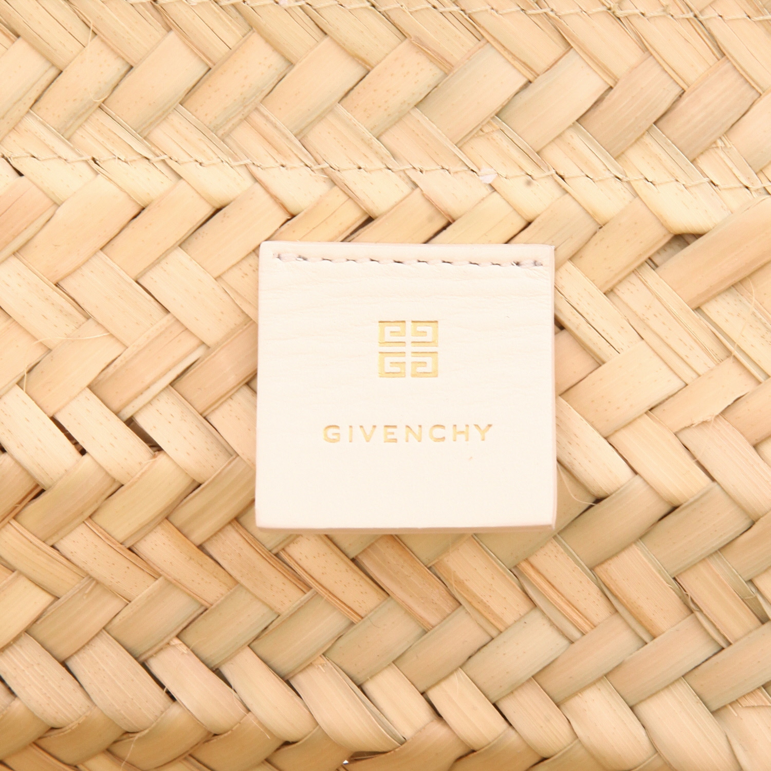 Givenchy  Voyou shopping bag  in beige wicker  and white leather - Detail D2