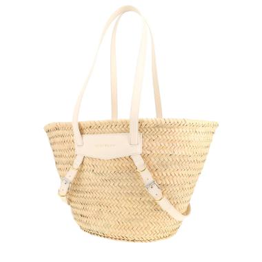 Givenchy  Voyou shopping bag  in beige wicker  and white leather