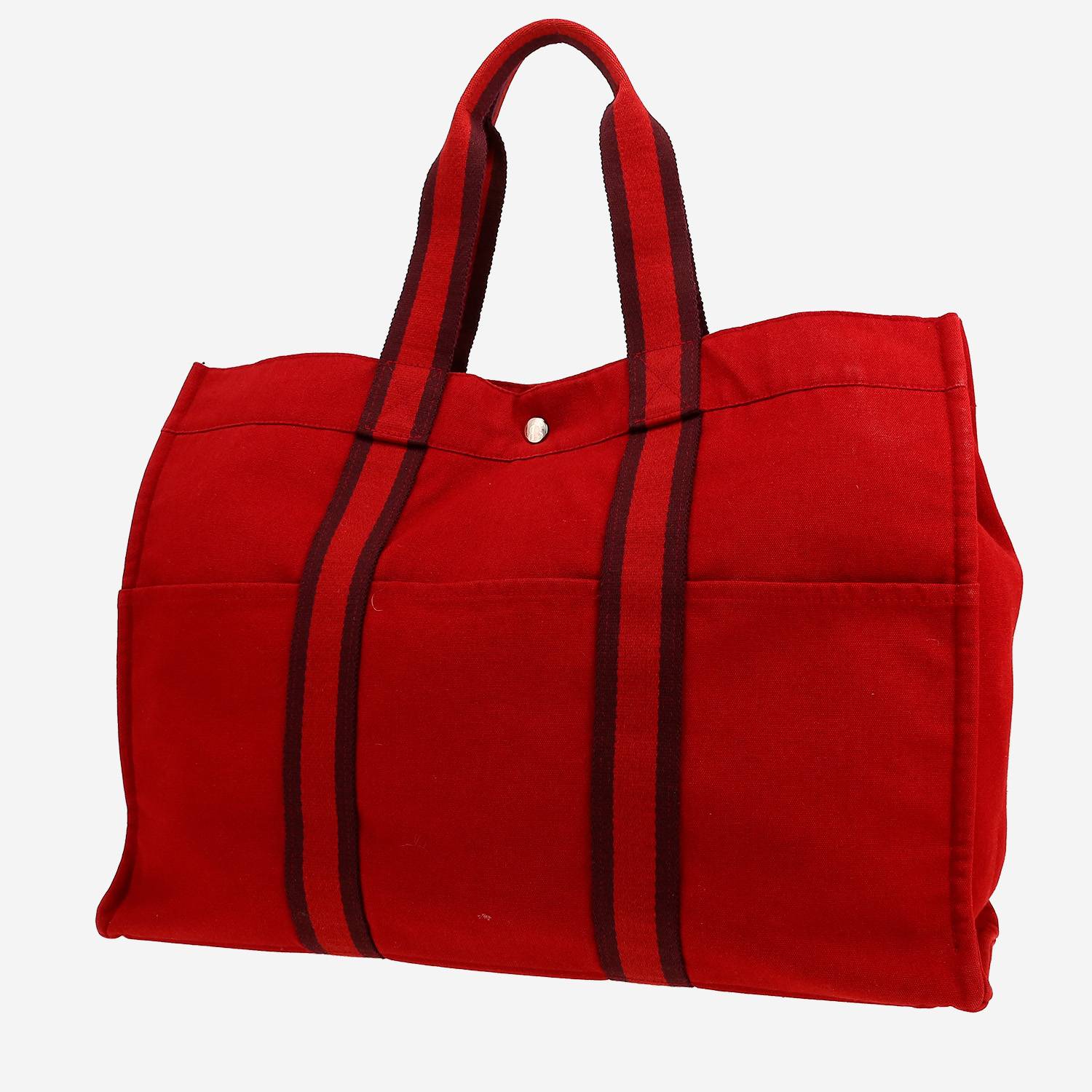 Hermès  Toto Bag - Shop Bag shopping bag  in red and burgundy canvas
