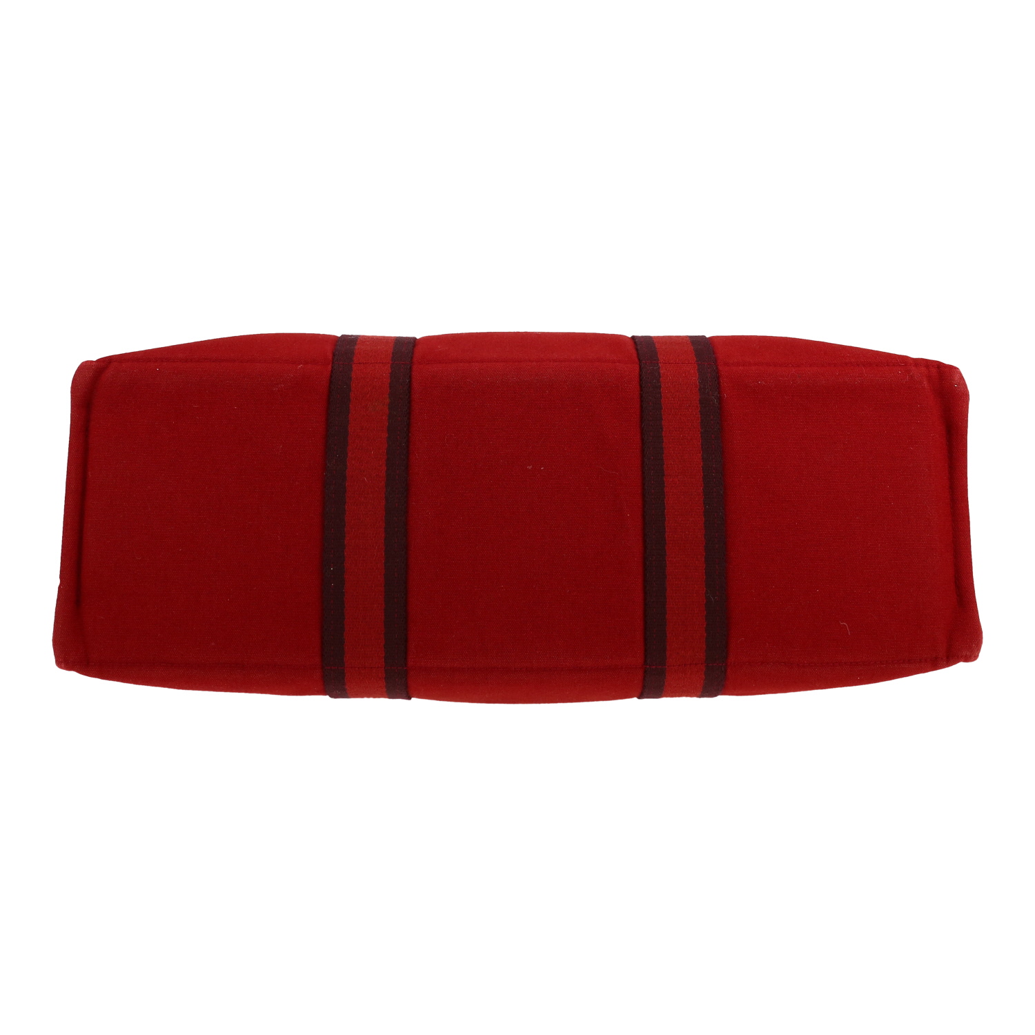 Hermès  Toto Bag - Shop Bag shopping bag  in red and burgundy canvas - Detail D1