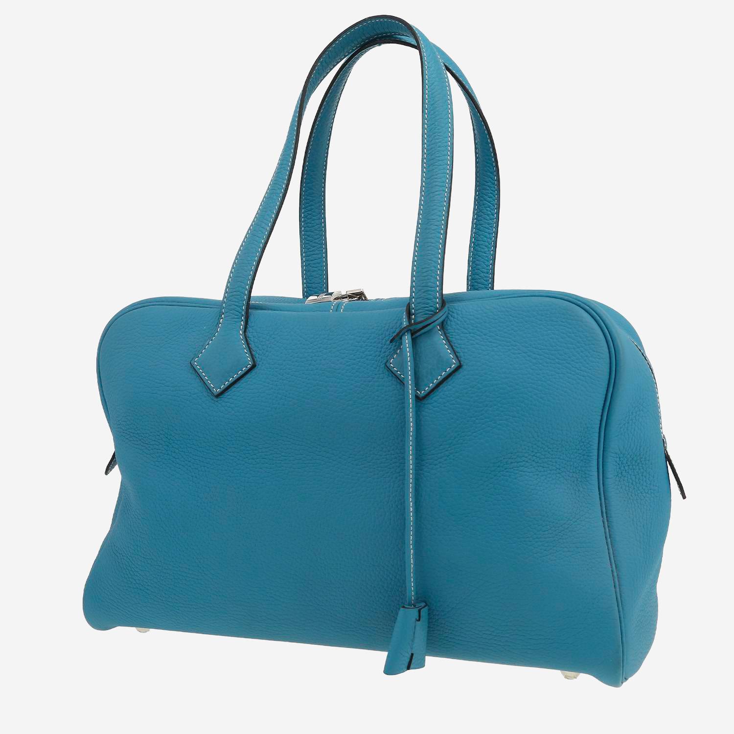 Sac à main Hermès  Victoria en cuir togo bleu-jean
