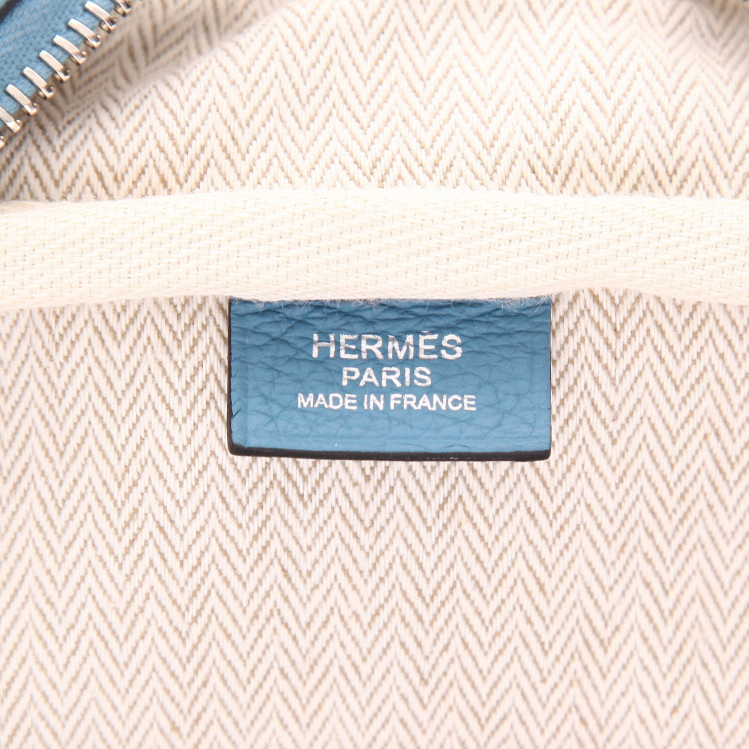 Hermès  Victoria handbag  in blue jean togo leather - Detail D3