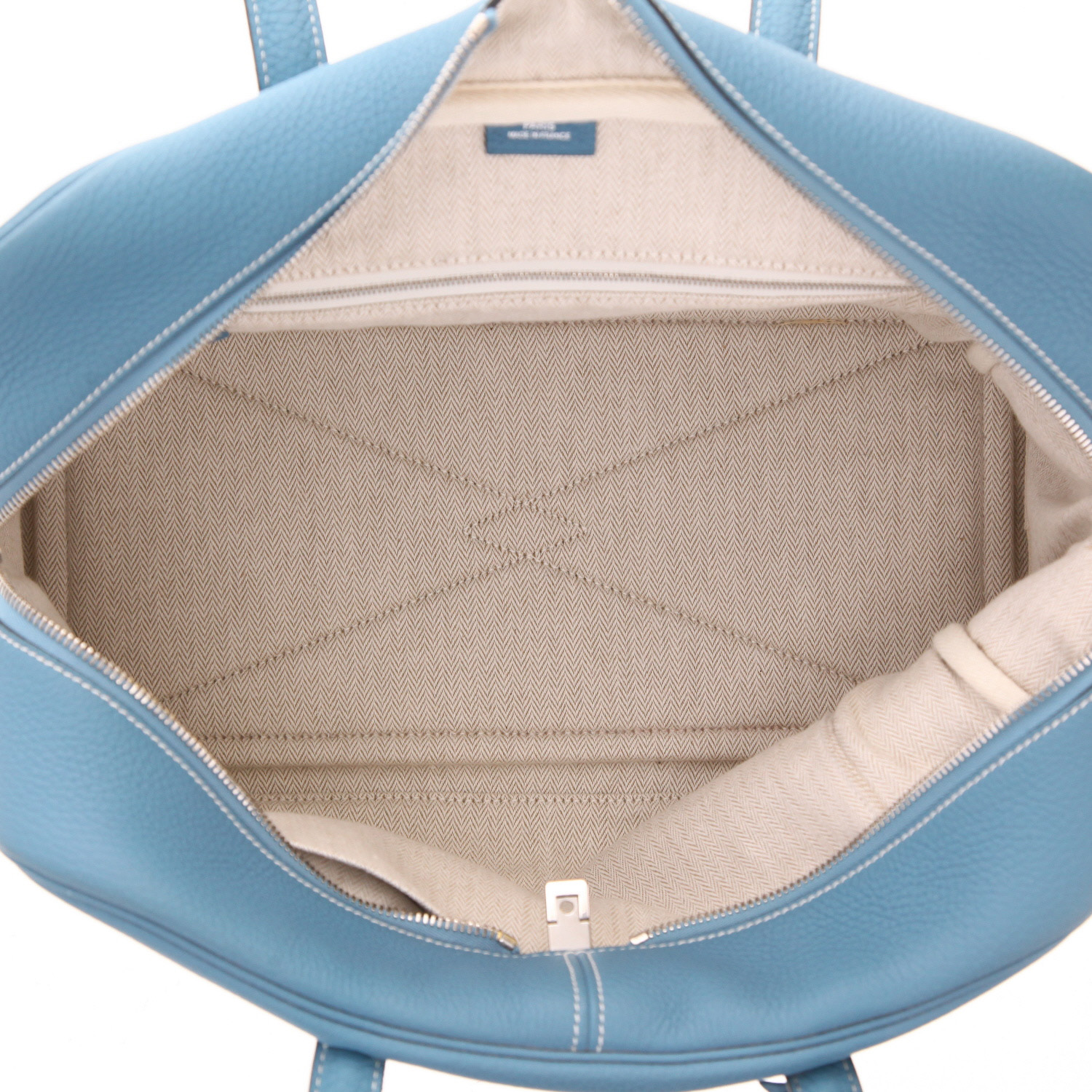 Borsa Hermès  Victoria in pelle togo blu - Detail D4