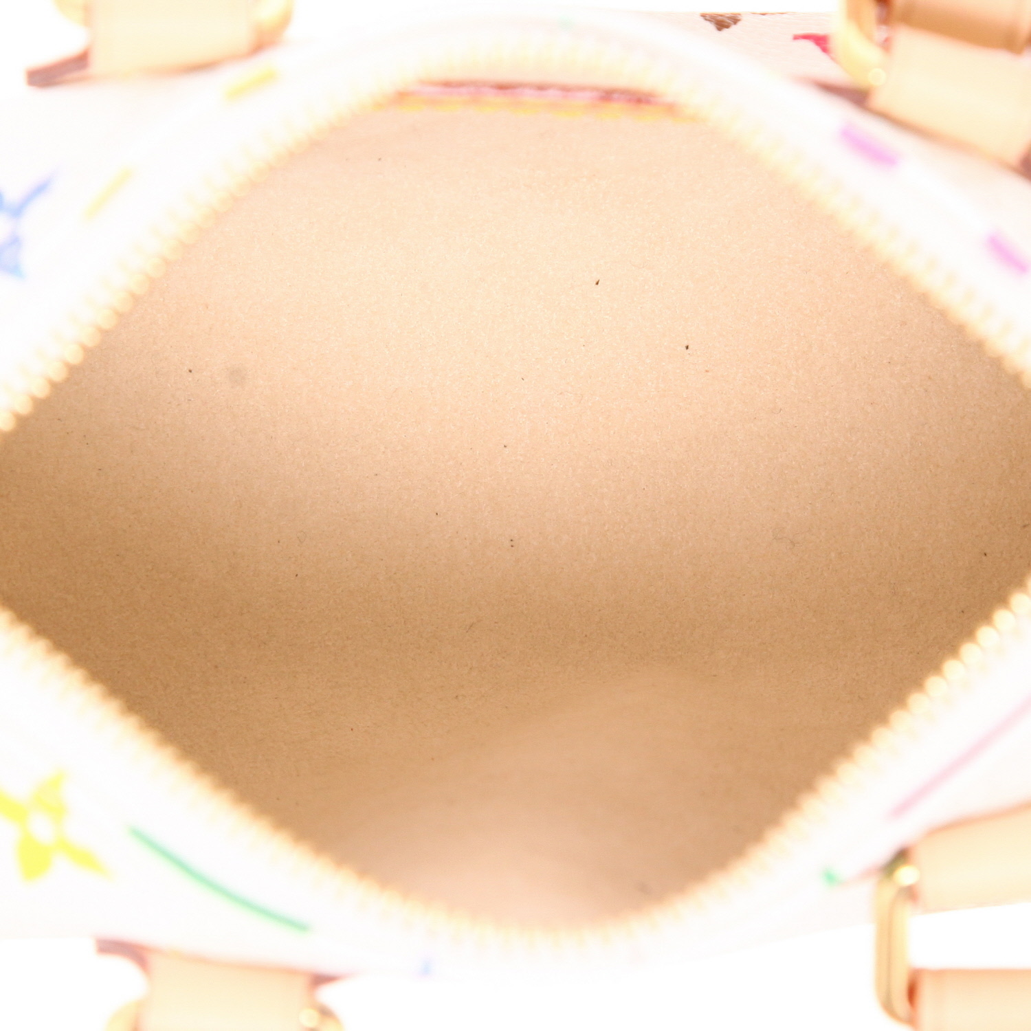 Borsa a tracolla Louis Vuitton  Nano Speedy in tela monogram multicolore e bianca e pelle naturale - Detail D3