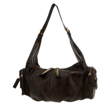 Bolso de mano Dior  Grand Tour Multipocket modelo mediano  en cuero usado negro