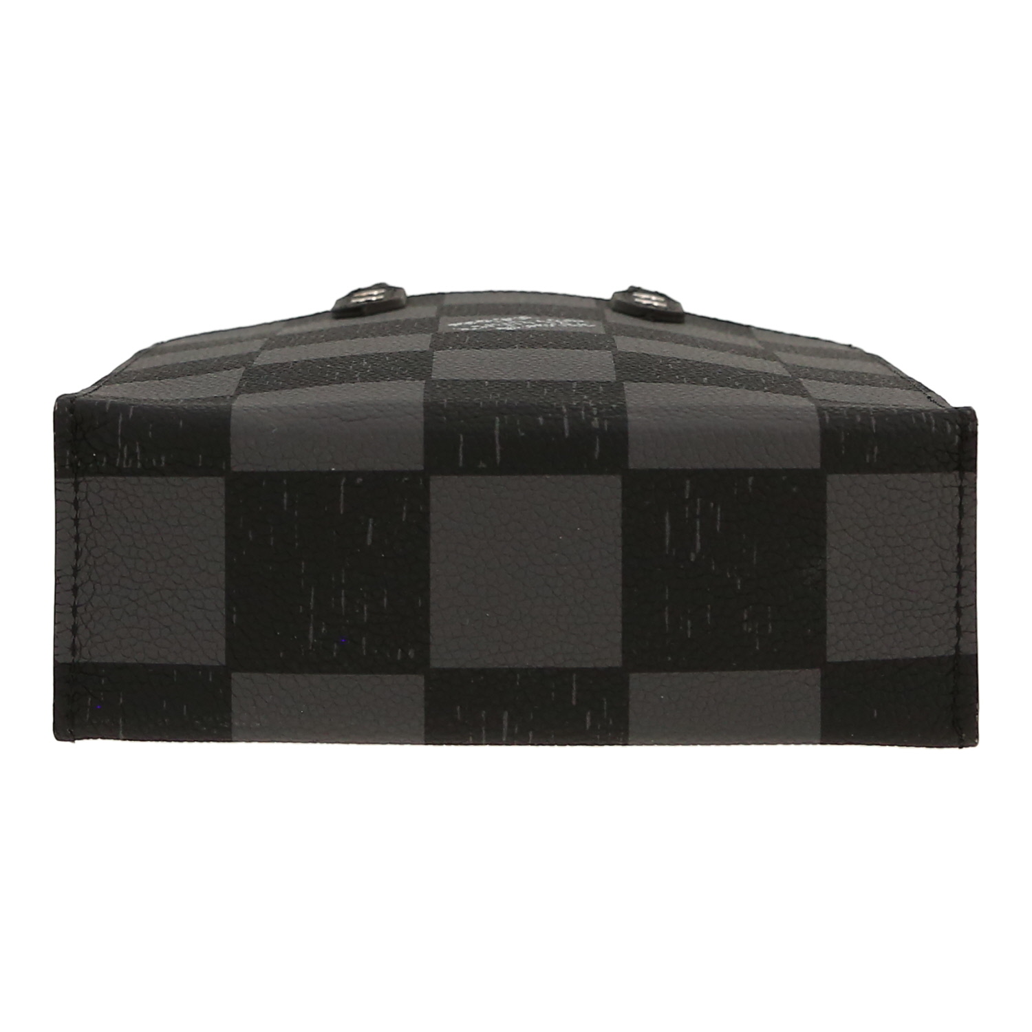 Bolso bandolera Louis Vuitton  Sac Plat mini  en lona a cuadros negra y gris - Detail D1