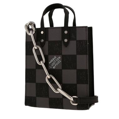 Louis Vuitton  Sac Plat mini  shoulder bag  in black and grey damier canvas