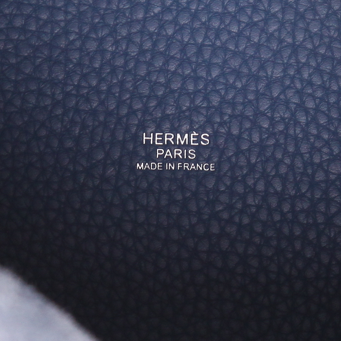Sac à main Hermès  Picotin 18 cm en cuir taurillon clémence bleu - Detail D2