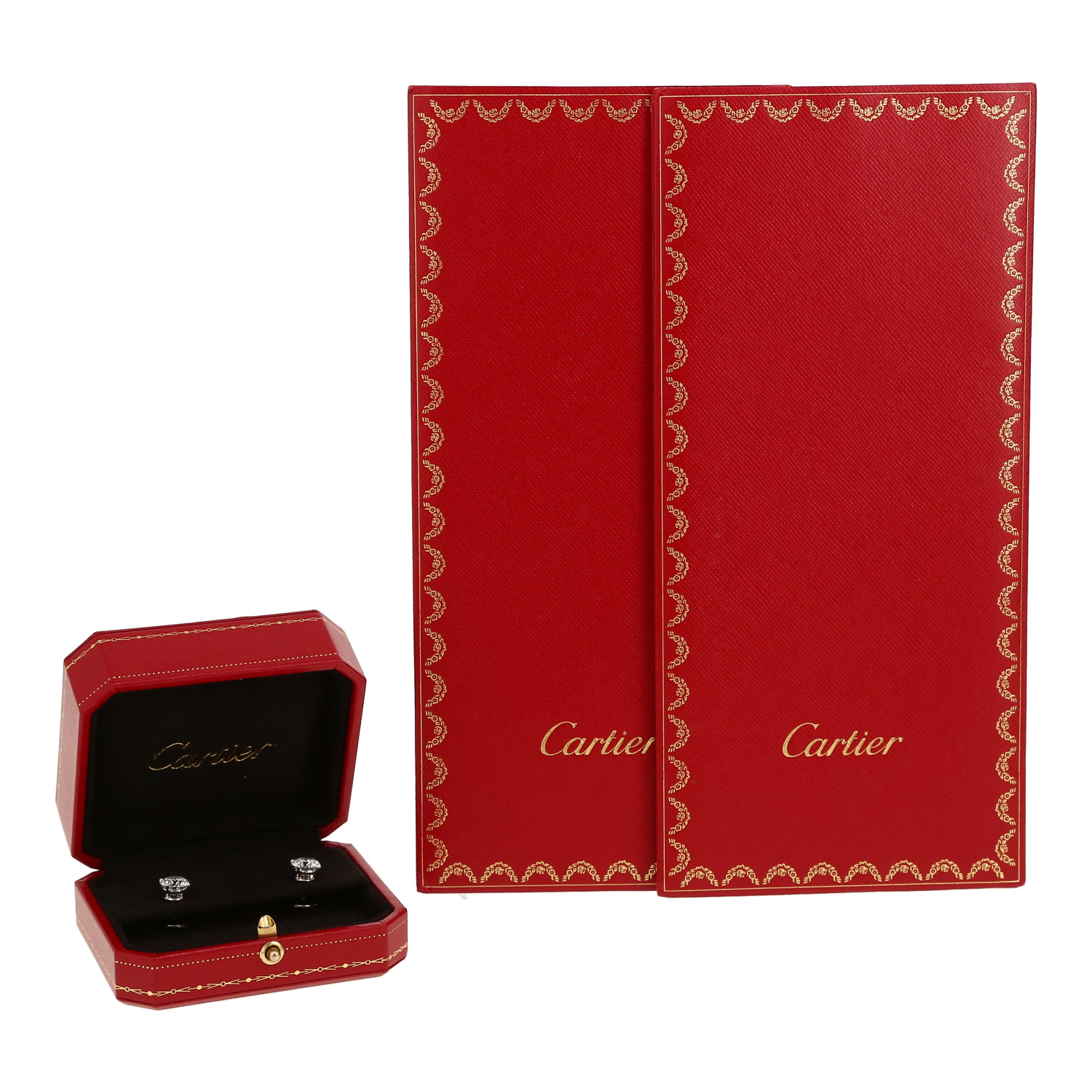 Paire de clous d'oreilles Cartier 1895 en platine et diamants - Detail D2