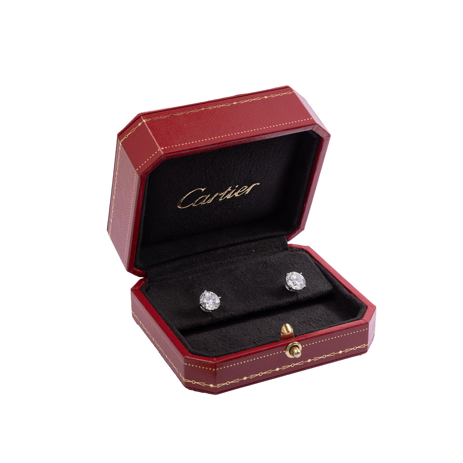 Paire de clous d'oreilles Cartier 1895 en platine et diamants - Detail D3
