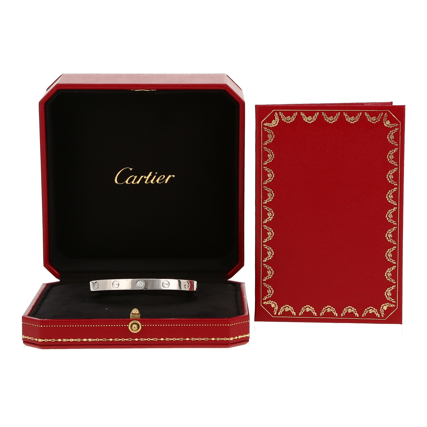 Brazalete abierto Cartier Love ouvert de oro blanco y diamante - Detail D2