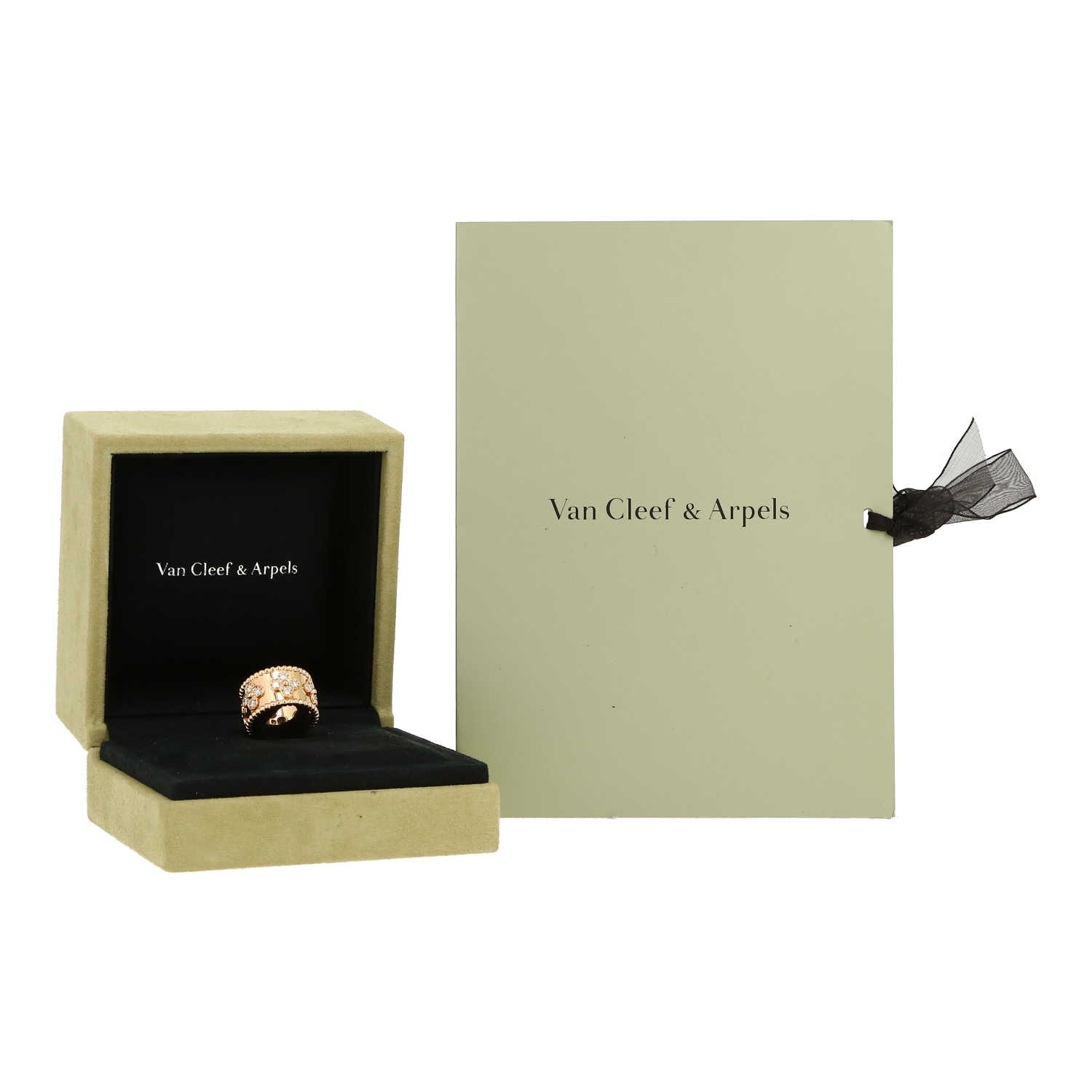 Anello Van Cleef & Arpels Perlée Trèfle in oro giallo e diamanti - Detail D2