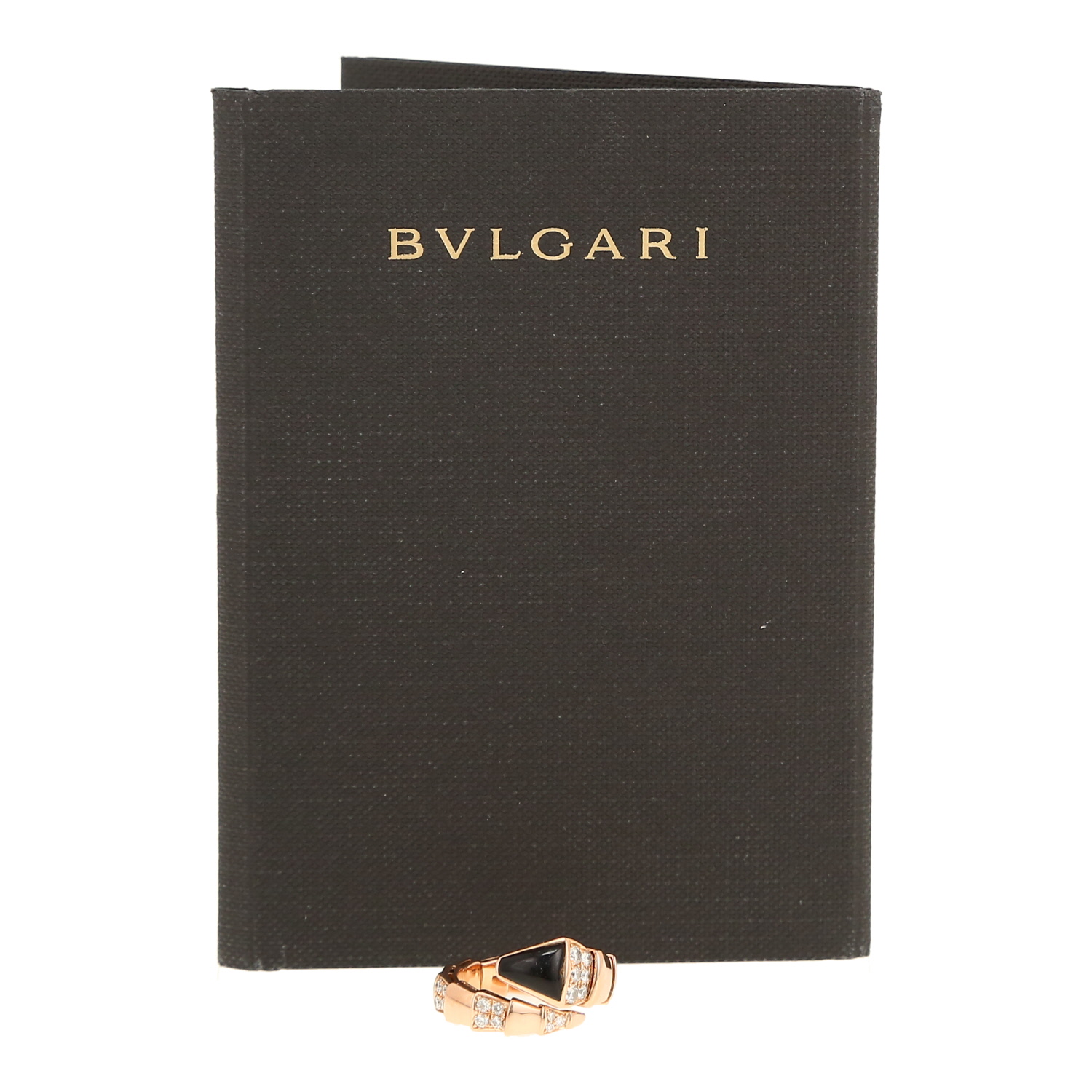 Bulgari Serpenti Viper ring in pink gold, onyx and diamonds - Detail D2