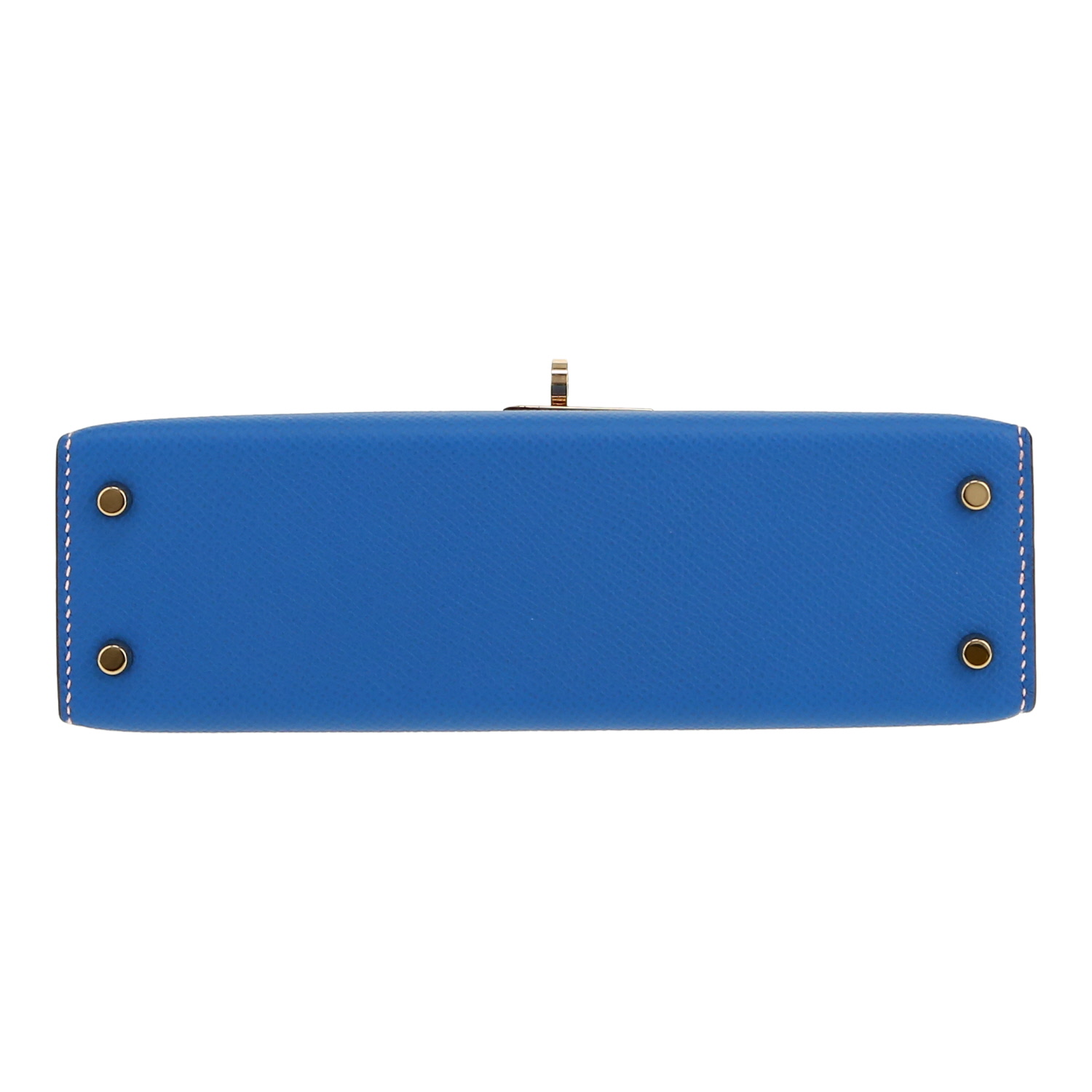 Hermès  Kelly 20 cm shoulder bag  in Bleu Zellige and Bleu Orage epsom leather - Detail D1